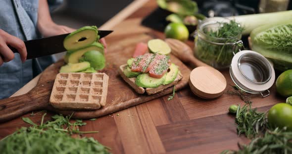 Woman Making Healthy Green Breakfast