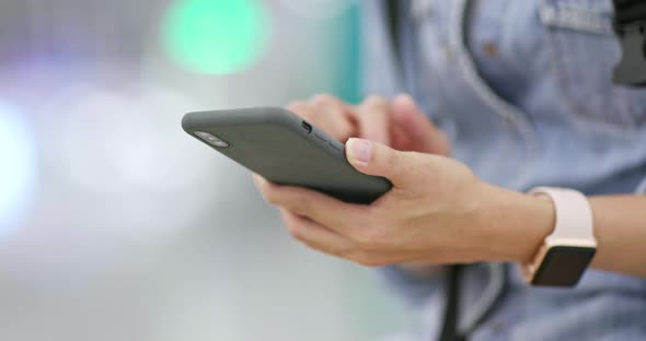 Close up of woman using mobile phone