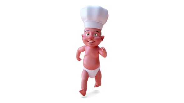 Fun 3D cartoon of a baby chef alt