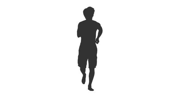 Silhouette of Jogging Adult Man with Naked Torso alt