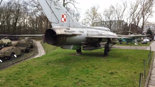 Old Military Fighter Displayed on a Museum