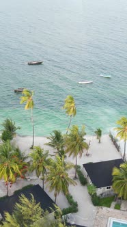 Vertical Video Boats in the Ocean Near the Coast of Zanzibar Tanzania