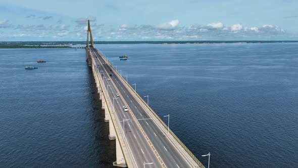 Landmark Cable Bridge at downtown Manaus Amazonas Brazil.