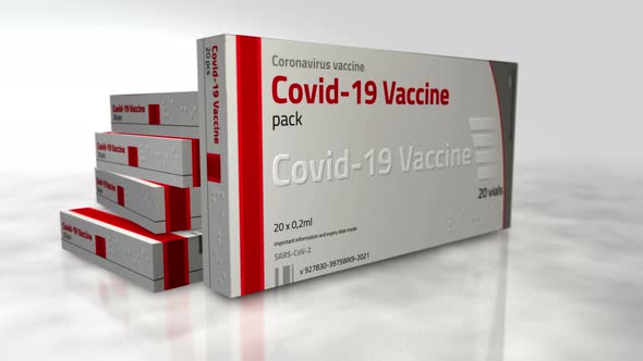 Covid Vaccine box in abstract concept 3d rendering