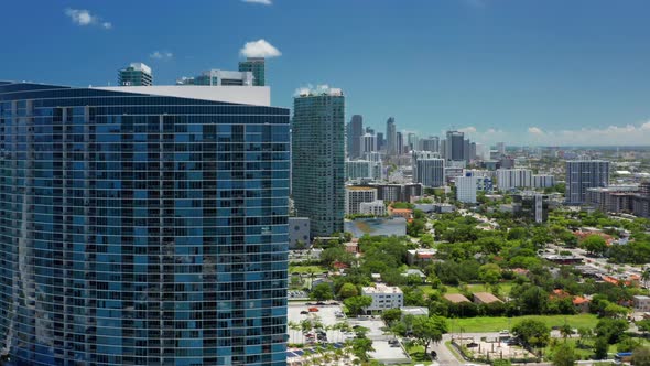 Vibrant Aerial of Miami Beach with Downtown on Motion Background