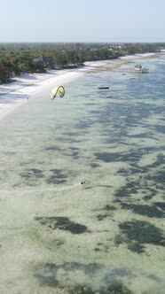 Vertical Video of the Ocean Near the Coast of Zanzibar Tanzania