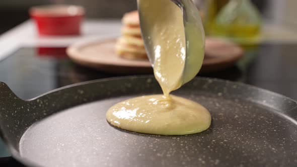 Pancake Cooking Process in a Frying Pan