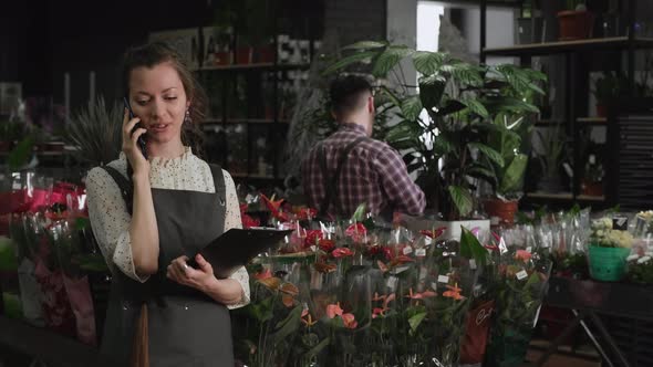 Girl Florist Talking on the Phone