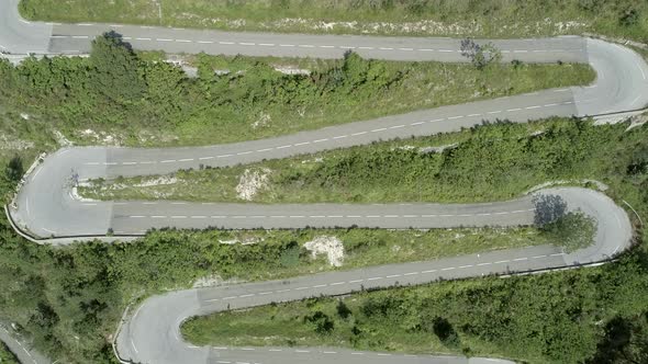 Winding, Twisting and Steep Mountain Road Aerial