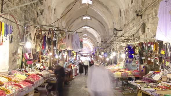 The Colorful Souk in the Old City of Jerusalem Israel Timelapse Hyperlapse