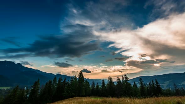 Sunset in Tatra mountains view from Zakopane, Poland