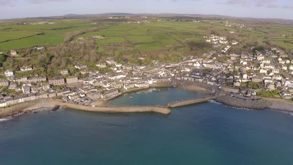 Mousehole Harbour a Picturesque Village in Cornwall UK from the Air