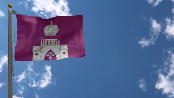 Tsaritsyno District Flag (Russia) On Flagpole