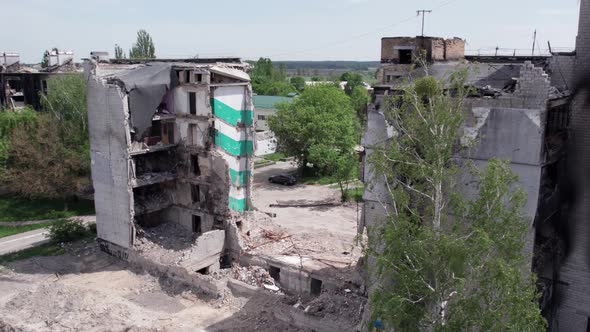 Borodyanka Ukraine  a Destroyed Building During the War Bucha District