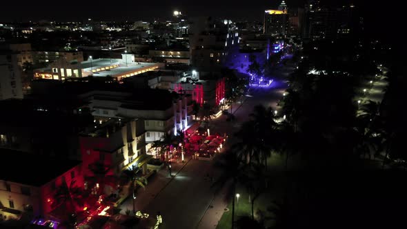 Miami Beach Midnight Aerial Footage 