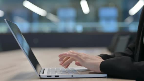 Close Up of Female Hands Feeling Stressed While Using Laptop