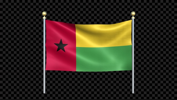 Flag Of Guinea Bissau Waving In Double Pole Looped