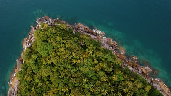 Aerial Drone Footage of Phuket Island in Beautiful Blue Sea with Little Waves in Thailand During Day