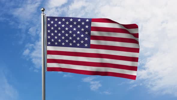 Flag of the United States with Sky Background