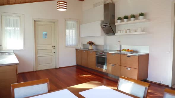 Interior of The Dining Room Flooded With Sunlight