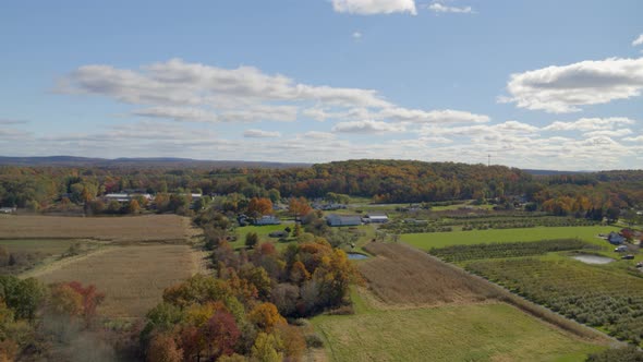 Aerial of beautiful farmland at countryside, wide shot