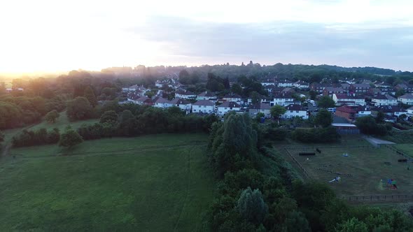 Aerial Town At Sunrise