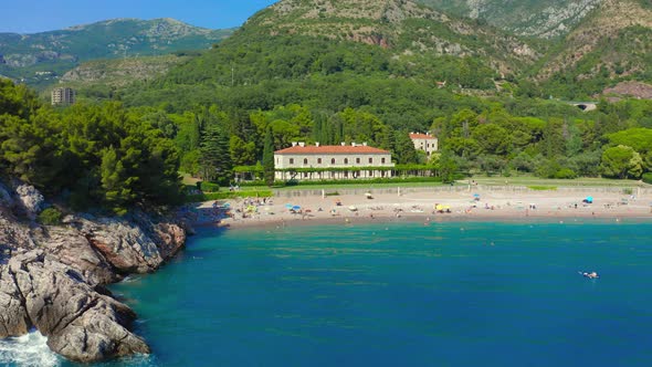 Queen's Beach in the Territory of the Park Milocer Near the Villa in Montenegro the Adriatic