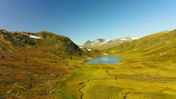 Panorama of Jotunheimen National Park in Norway, Synshorn Mountain