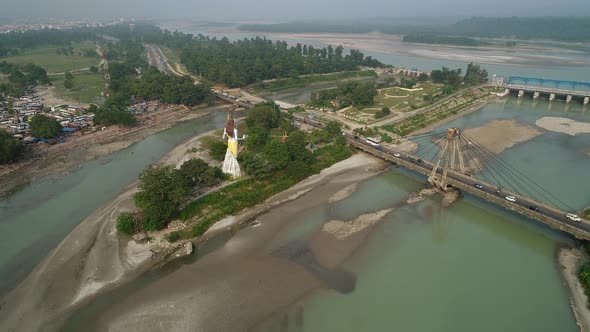 City of Haridwar state of Uttarakhand in India seen from the sky