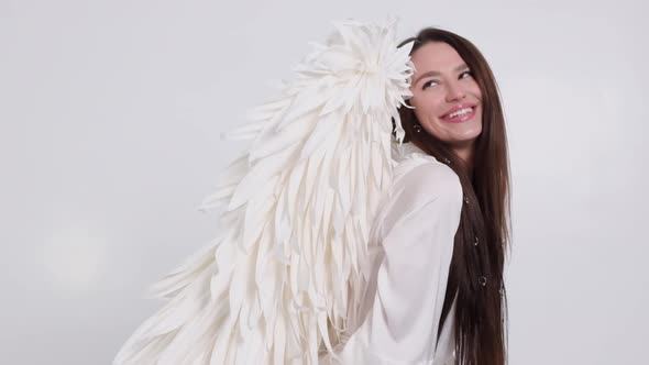Video Clip of an Angel Girl with White Wings