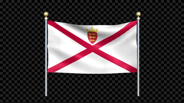 Flag Of Jersey Waving In Double Pole Looped