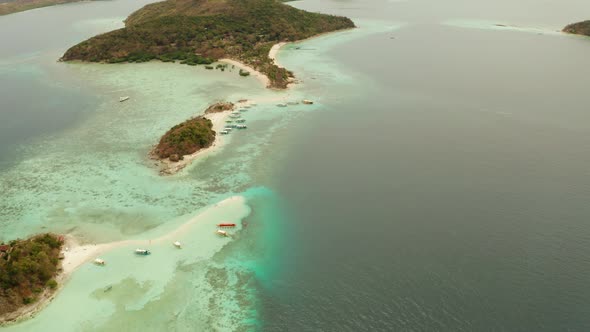 Small Torpic Island White Sandy Beach Top View