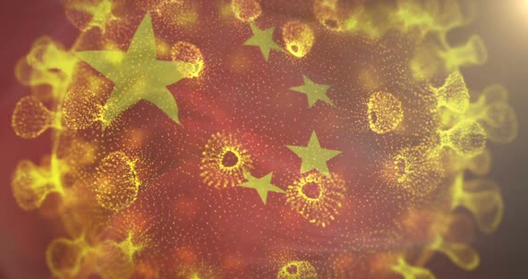China Flag With Corona Virus Bacteria 