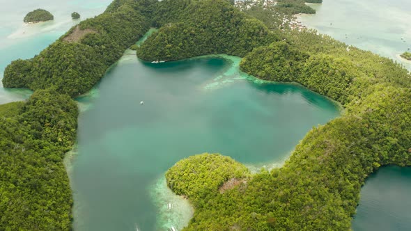 Aerial View of Sugba Lagoon SiargaoPhilippines