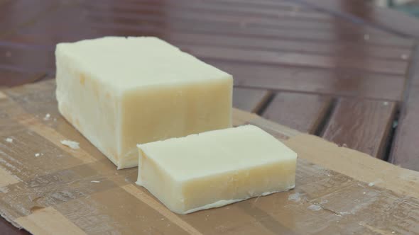 Homemade organic coconut and olive oil soap
