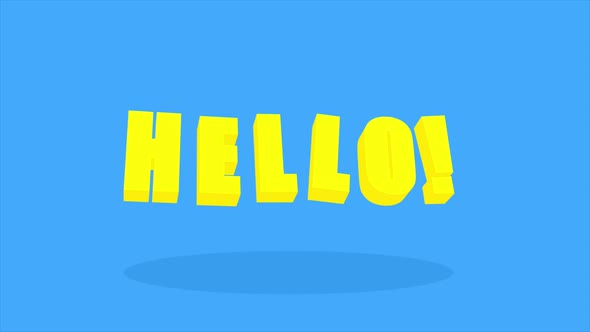Hello 3D Flat Text Wiggle 4K
