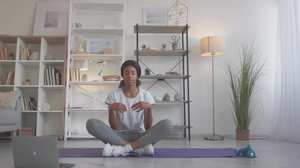 Home Meditation Indoors Yoga Woman Relaxing Lotus