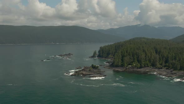 Beautiful Aerial Landscape View of the Rocky Pacific Ocean Coast in the Southern Vancouver Island du