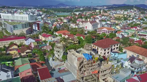 Fantastic Aerial View Large Modern City with Crazy House