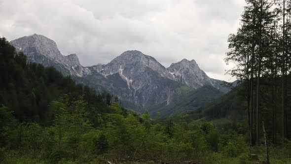 Time lapse with mountains and forest