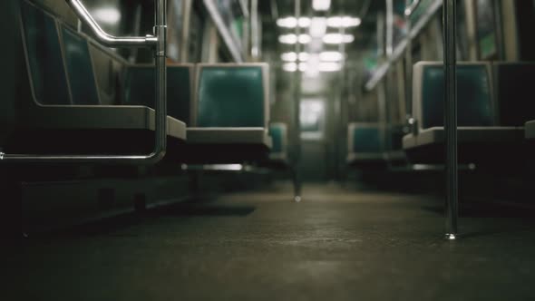 Subway Car in USA Empty Because of the Coronavirus Covid19 Epidemic