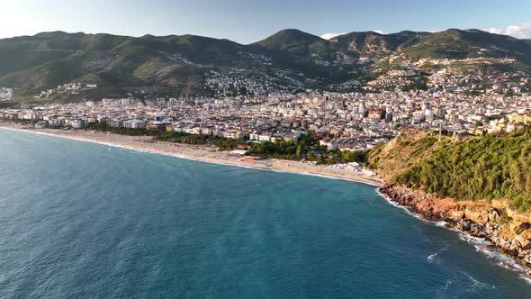 Texture of the sea aerial view 4K Alanya Turkey