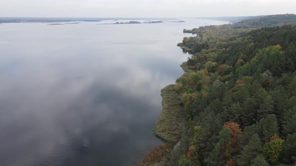 Aerial View of the Dnipro River - the Main River of Ukraine