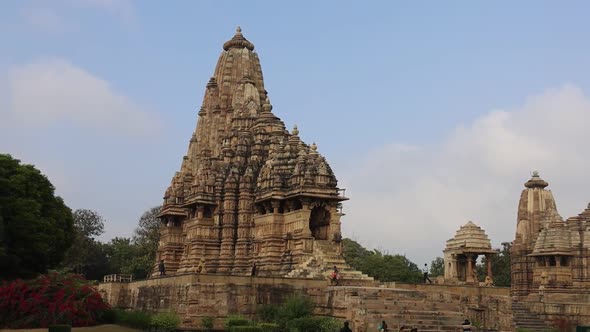 Kandariya Mahadev Temple, Jagdamba Temple and Chitragupta Temple Panoramic shot at Khajuraho, Madhya