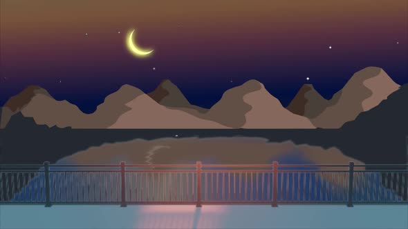 Calm Landscape Evening At A Terrace: Lo-fi Animation