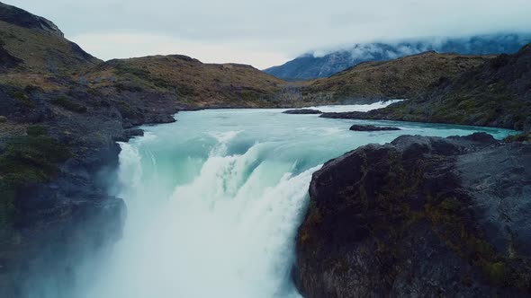 Salto Grande Waterfall In Torres Del Paine Park