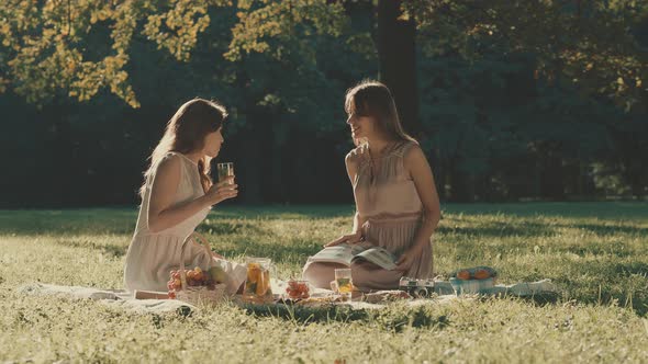 Young Girls At Picnic 