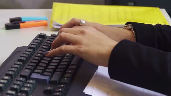 Woman Hands use Computer Keyboard