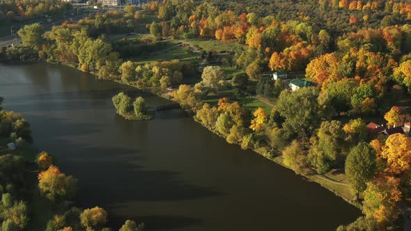 Autumn Landscape in Loshitsky Park in Minsk