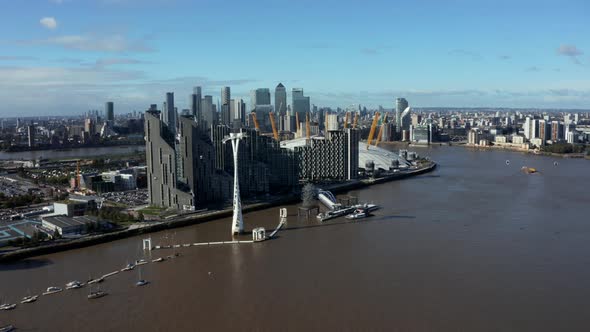 Aerial View of Emirates Air Line Cable Cars in London